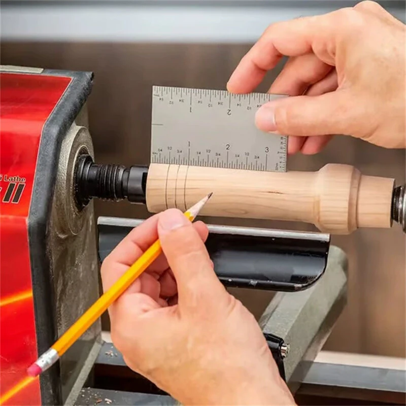 Stainless Steel Square Edge Ruler | 8.9 x 5 cm Compact Measuring Tool | Metric & Inch Markings - Image 4
