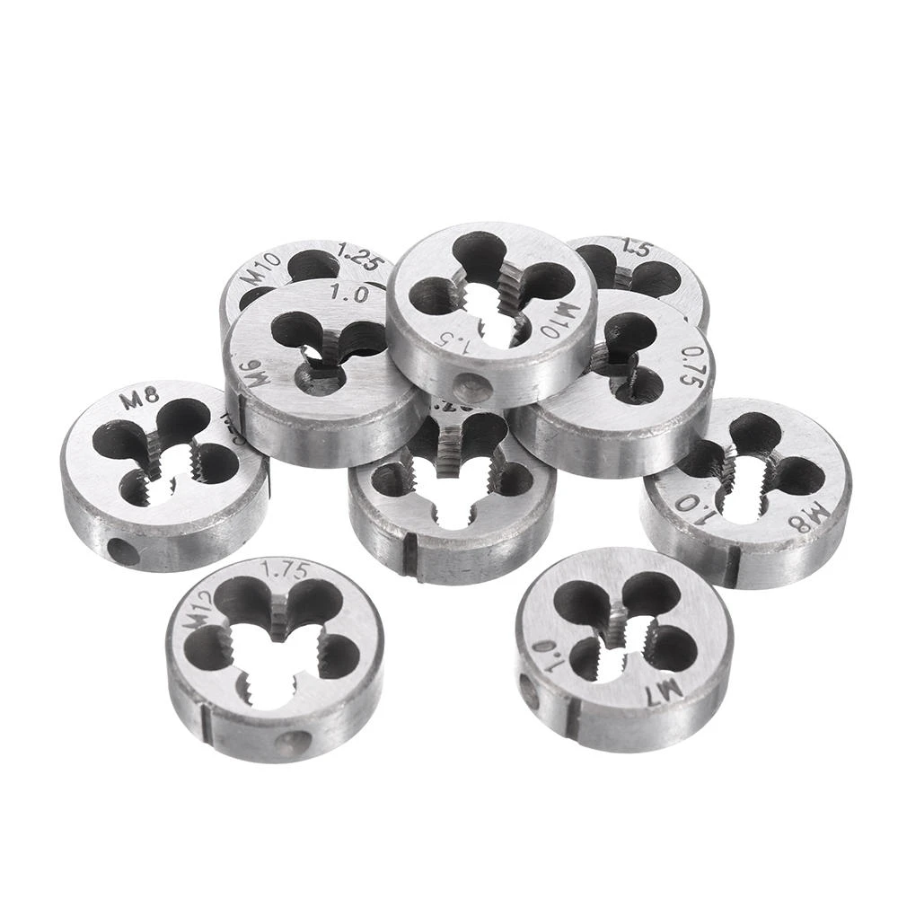 Drillpro 10Pcs Metric Thread Die Set | M6 M7 M8 M10 M12 | Circular Die - Image 2