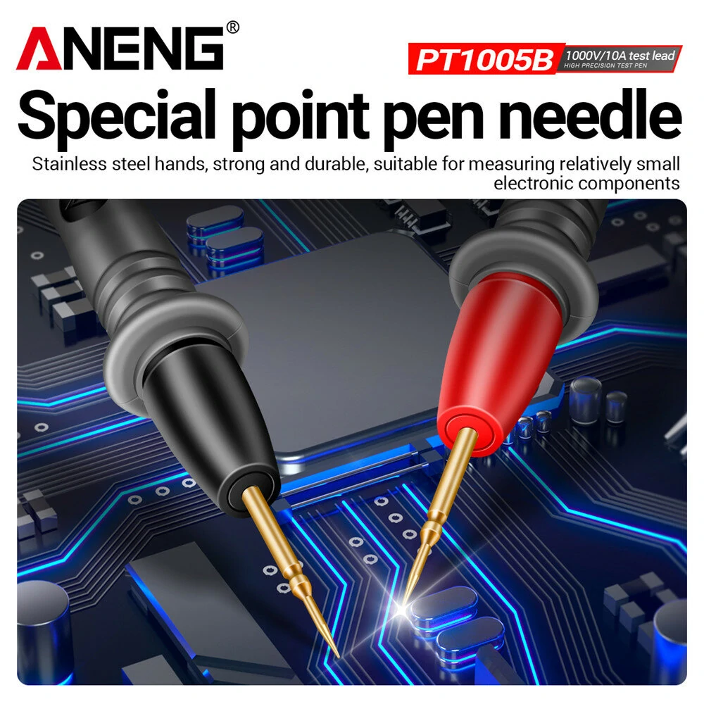 ANENG PT1005B Digital Multimeter | 10A 1000V Test Lead Kit with Probe & Needle Pins - Image 3