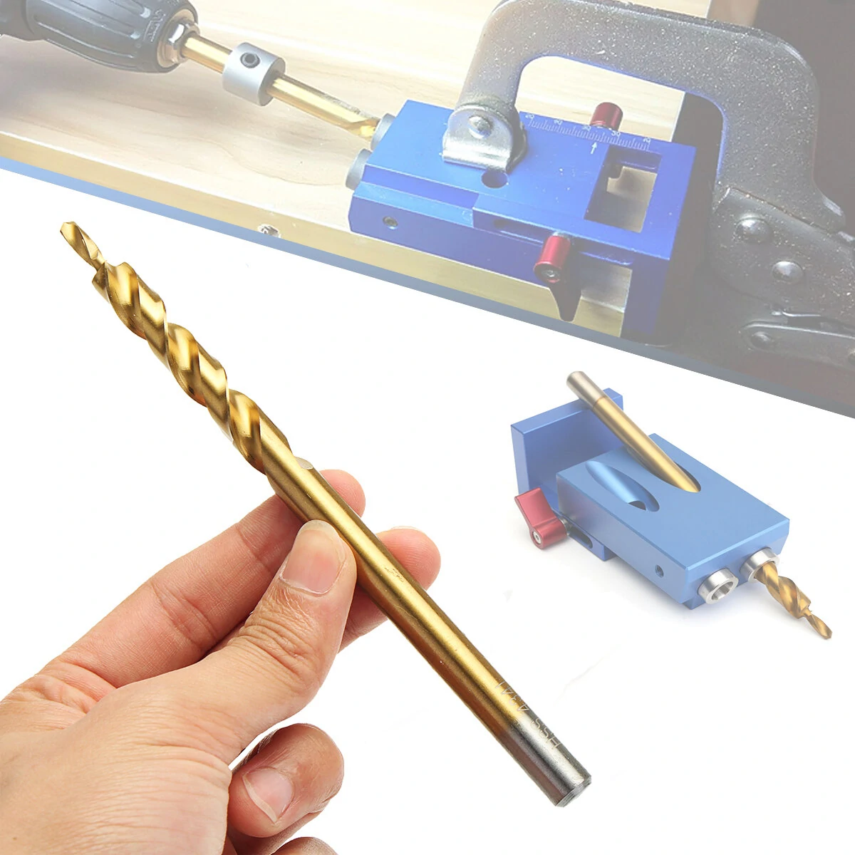 Drillpro 9.5mm Step Drill Bit | 3/8 Inch Hex Shank for Pocket Hole Jig & Wood - Image 2