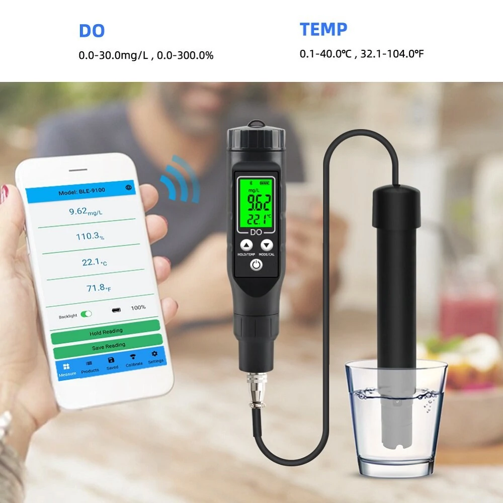 CCOWAY DO-9100 Bluetooth DO Meter - Professional Dissolved Oxygen Tester for Hydroponics & Aquarium - Image 3