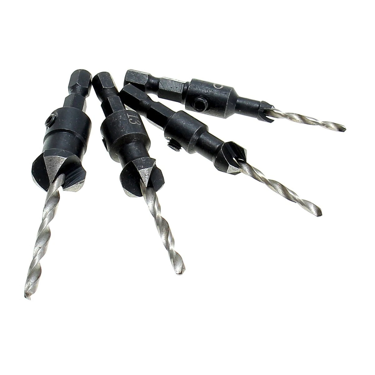 Drillpro DB-C2 4pc Countersink Drill Bit Set - Woodworking, 1/8-1/2 Size - Image 2