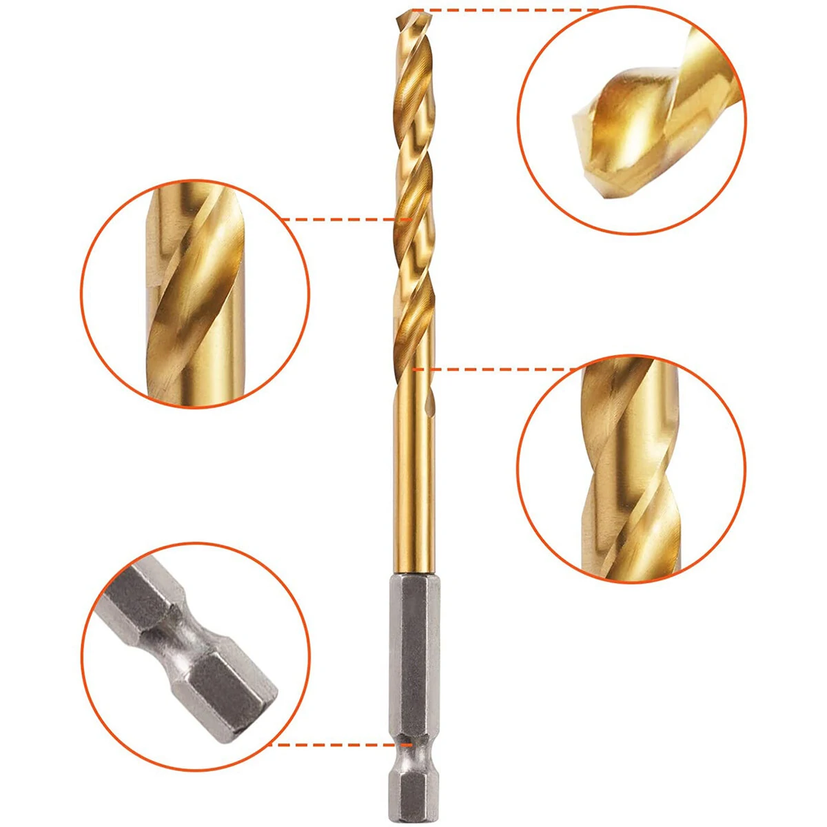 Drillpro 13Pcs Titanium HSS Drill Bit Set | 1/16-1/4 Hex Shank | Quick Change - Image 4