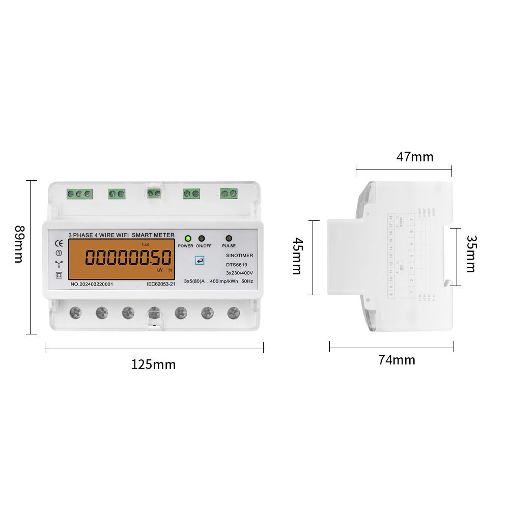 Single Phase 220V 100A Energy Meter - WIFI Remote kWh Wattmeter | Manual ON/OFF - Image 4