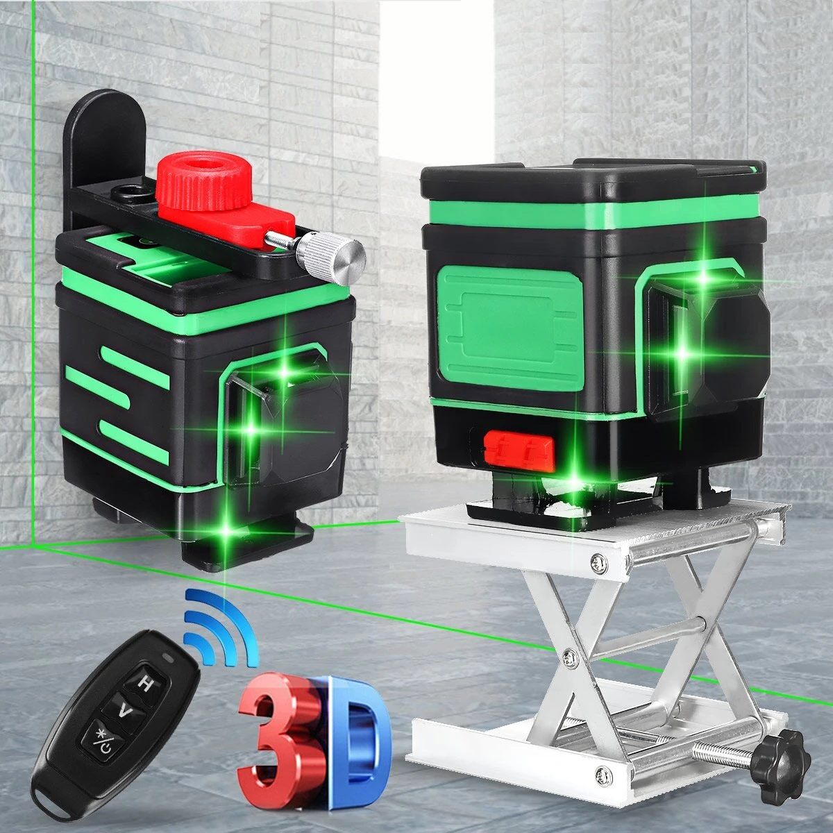 3D Green Laser Level 12 Lines - 360° Rotary Horizontal & Vertical Cross - Image 2