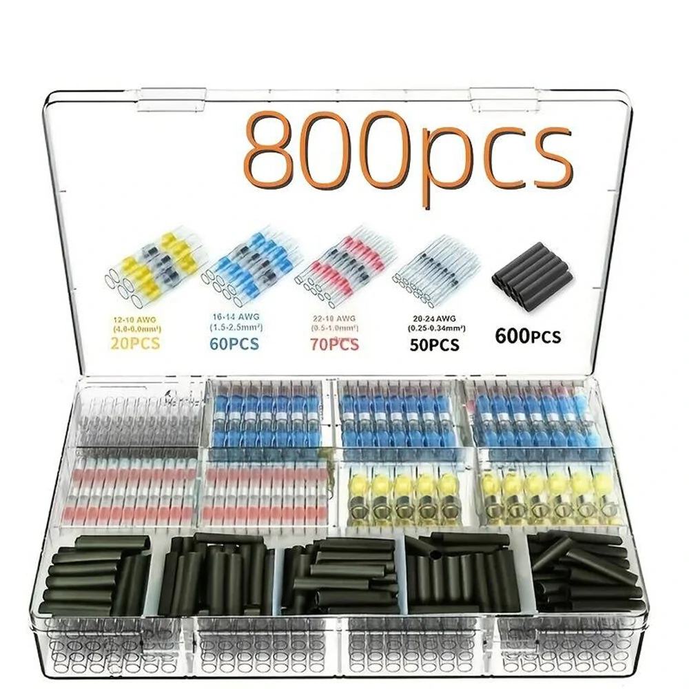 800PCS Waterproof Solder Heat Shrink Connectors Kit | Wire Butt Splice Seal Sleeves - Image 2