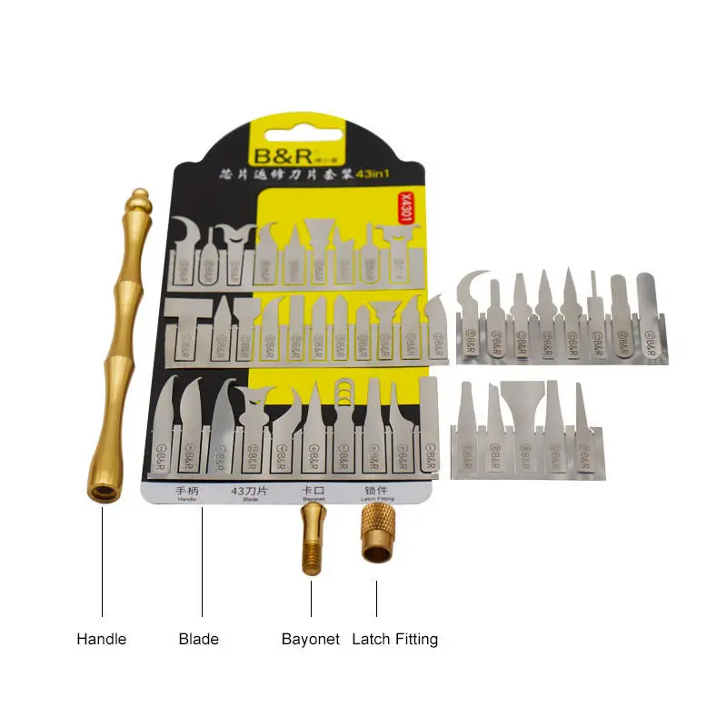 iPhone Motherboard Repair Tool - 43 in 1 CPU NAND Graver Blade & Glue Cleaning Kit for A9 A10 A11 - Image 3