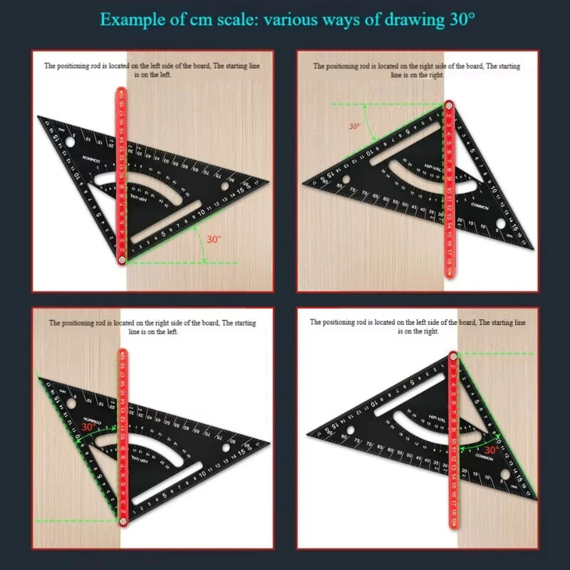 Aluminum Alloy Triangle Ruler - Metric Inch Dual Scale | Thickened Base Precision Angle Measurement Tool - Image 4