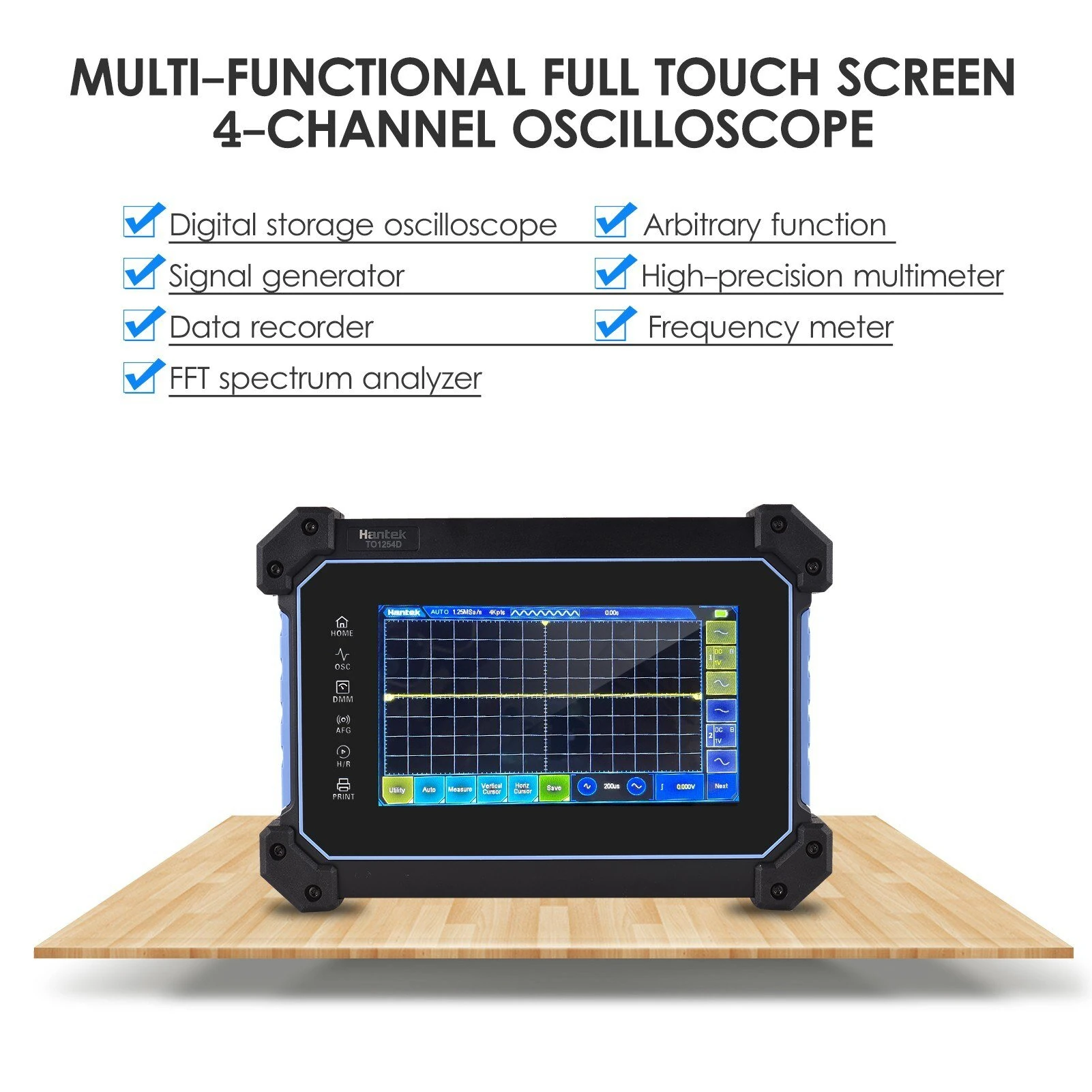 Hantek TO1254D Oscilloscope Multimeter - 4-Channel 150MHz 1GSa/s | 7-inch Portable - Image 3