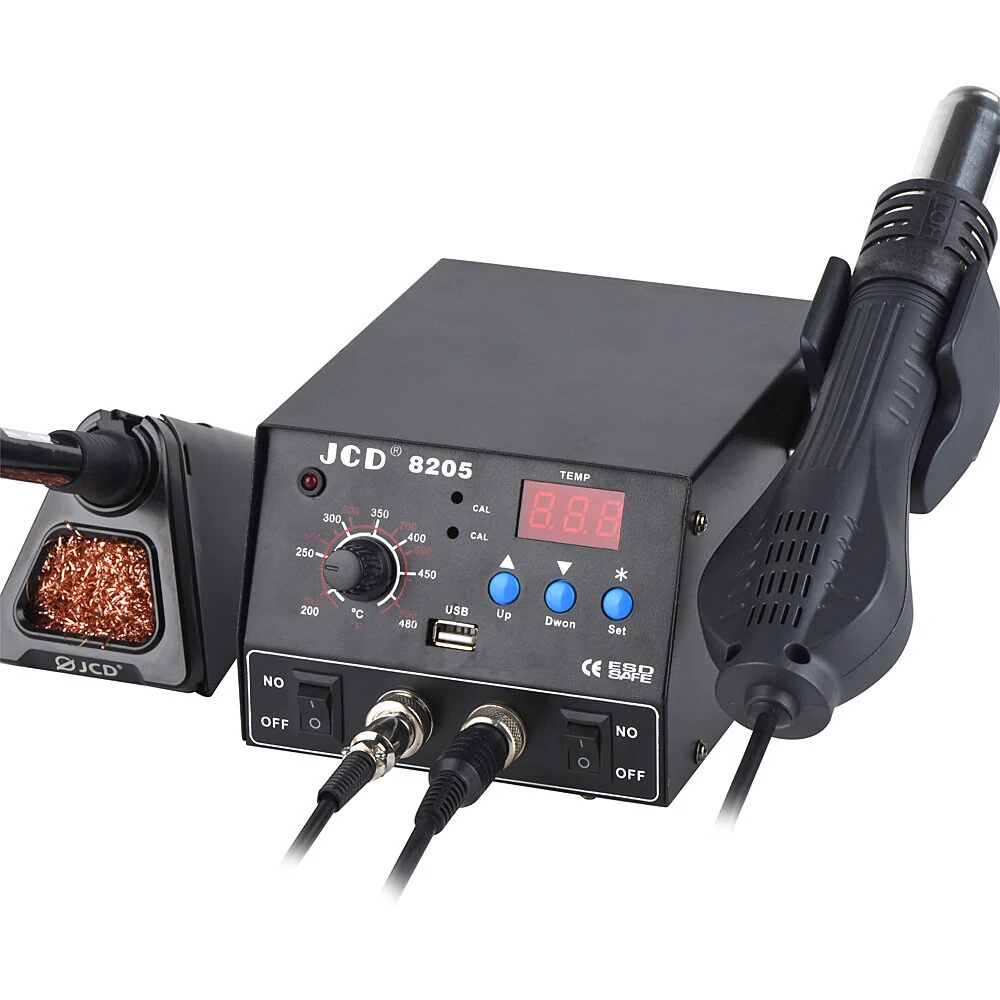 JCD 8205 3-in-1 Soldering Station | 800W Hot Air Gun & Iron | LED Digital Display - Image 4
