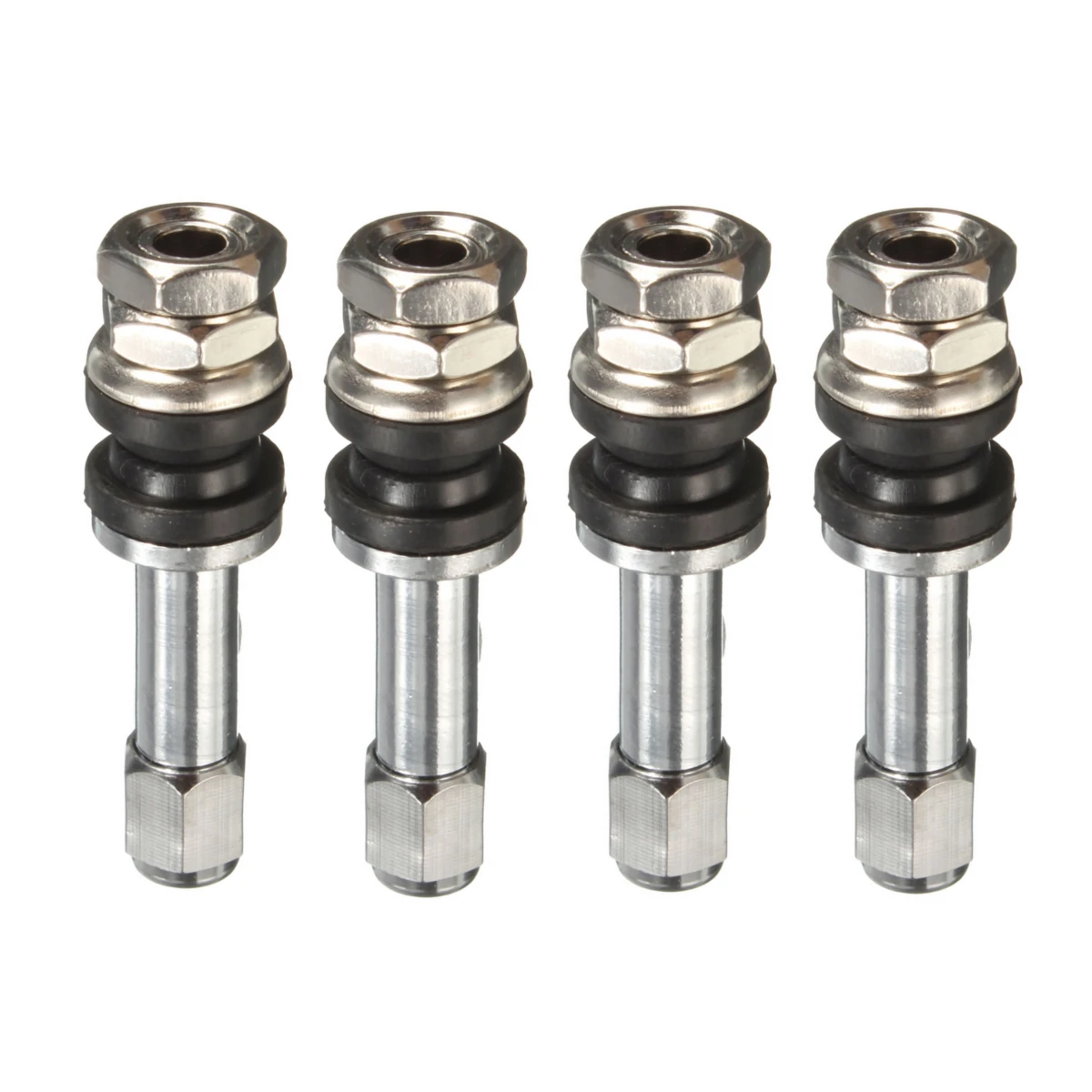 4pcs Universal Chrome Tire Valve Stems TR48 | Flush Mount Metal Bolt & Cap - Image 2