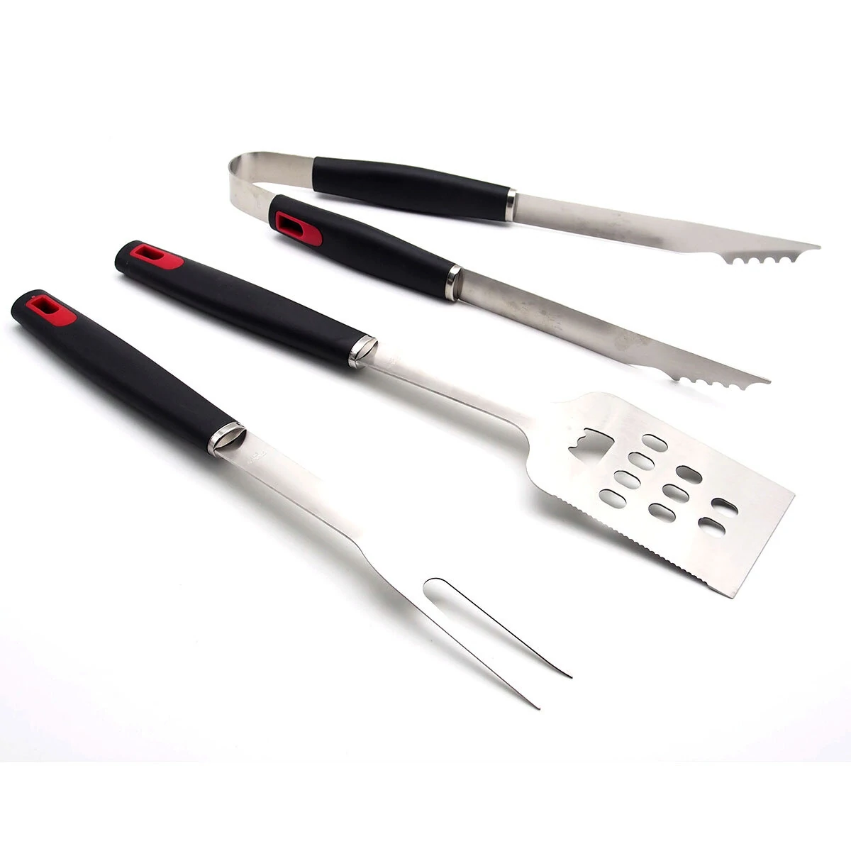 4PCS BBQ Grill Tools Kit - Stainless Steel Utensils with Brush & Tong - Image 2