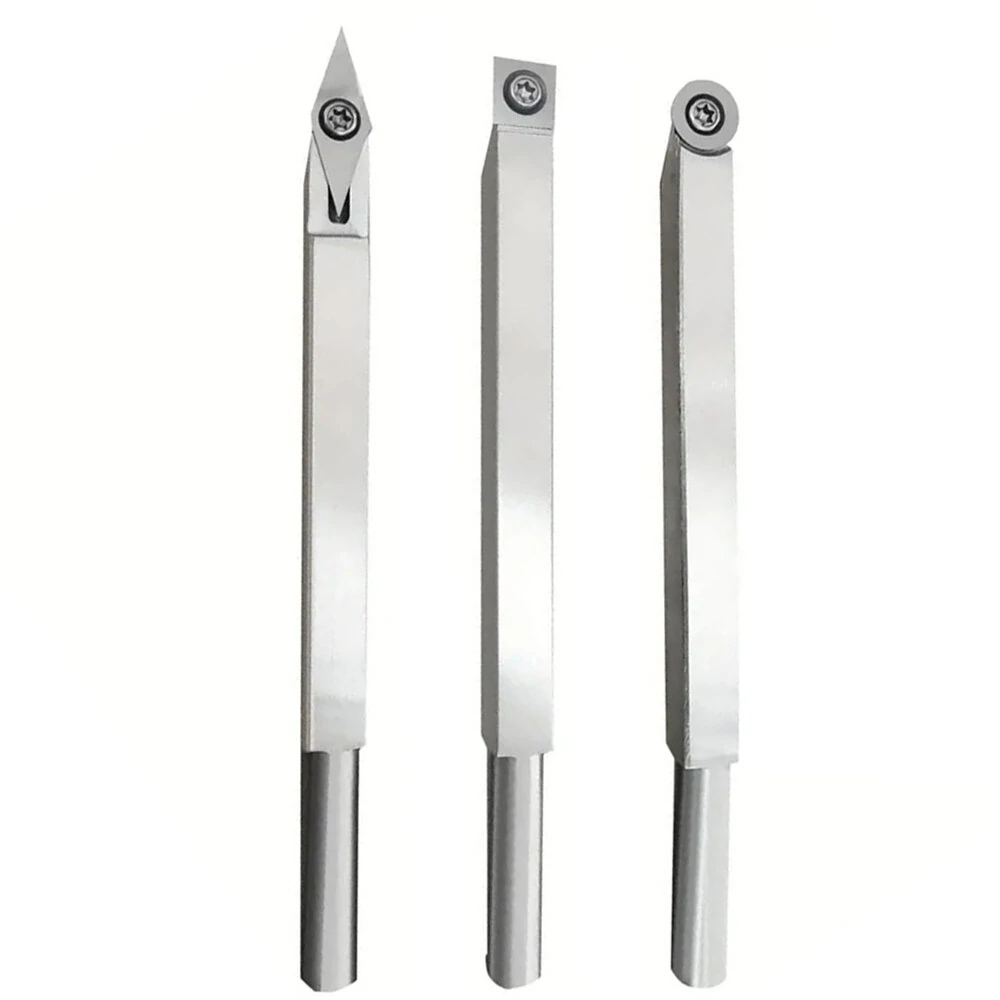 Carbide Wood Lathe Tool Set - 11mm Square, 12mm Round, 30x10mm Diamond Blades with Holder - Image 2