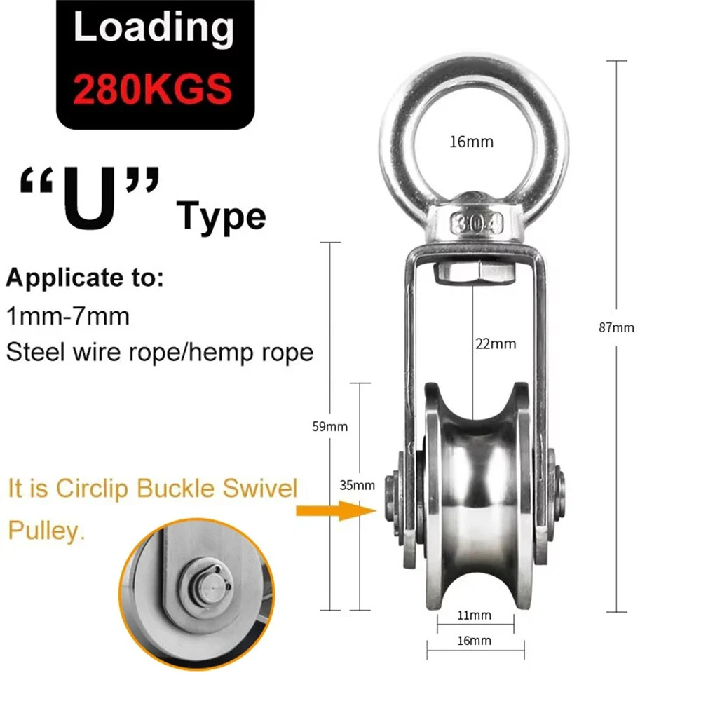 304 Stainless Steel Swivel Pulley | 280kg Load | 360° Rotation | Ultra Silent Duplex Bearing - Image 2