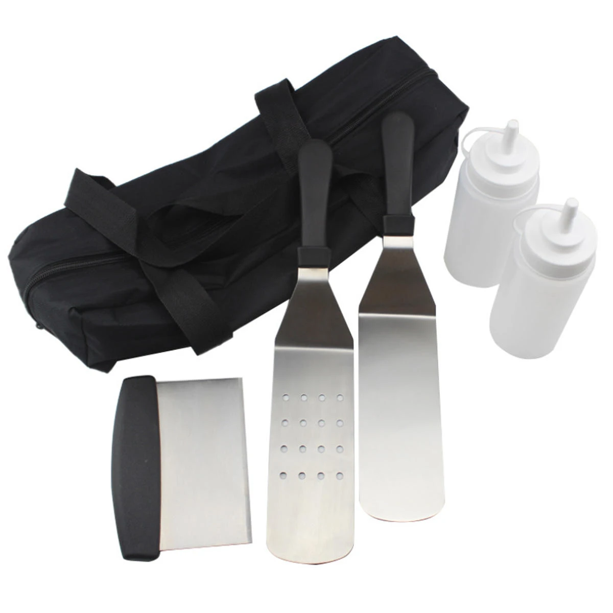 5Pcs Stainless Steel Griddle Tool Kit - Grill Scraper & Chopper for BBQ Pizza Baking - Image 2