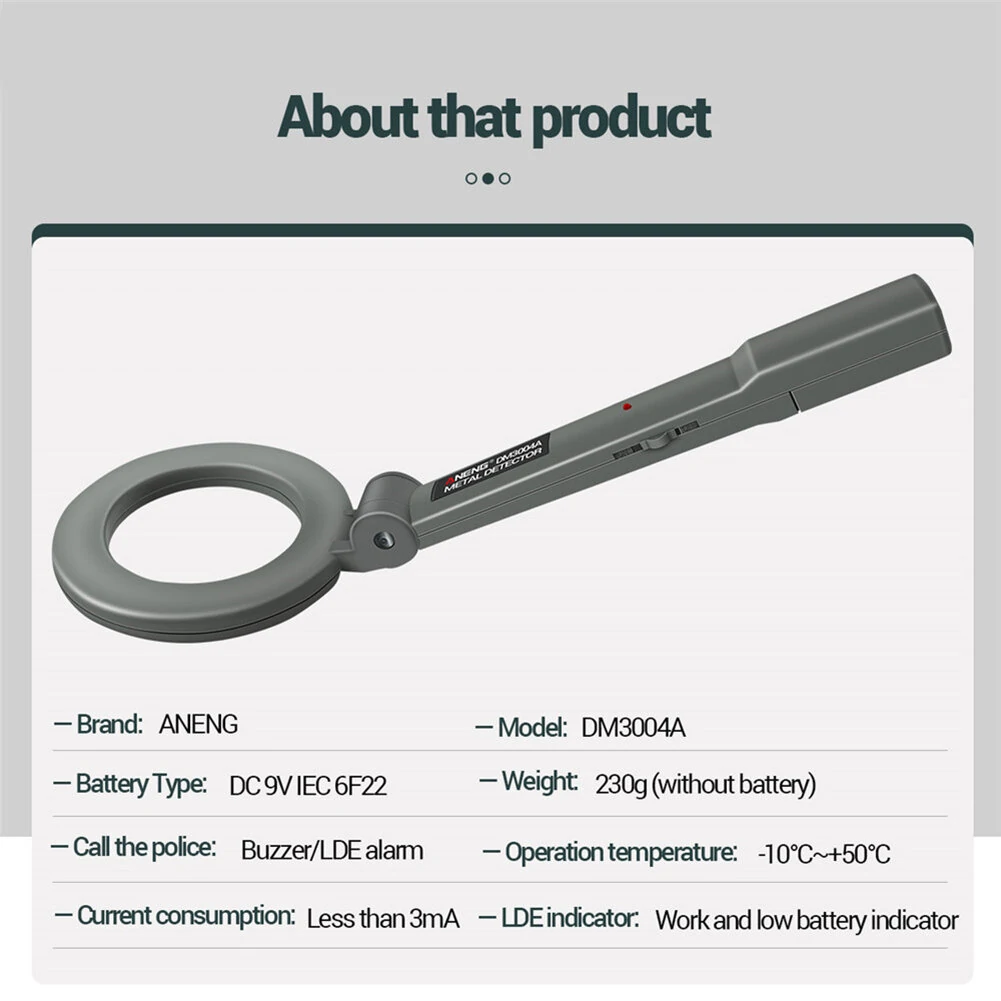 ANENG DM3004A Professional Metal Detector | Handheld Pinpointer Gold Finder High Sensitivity - Image 4