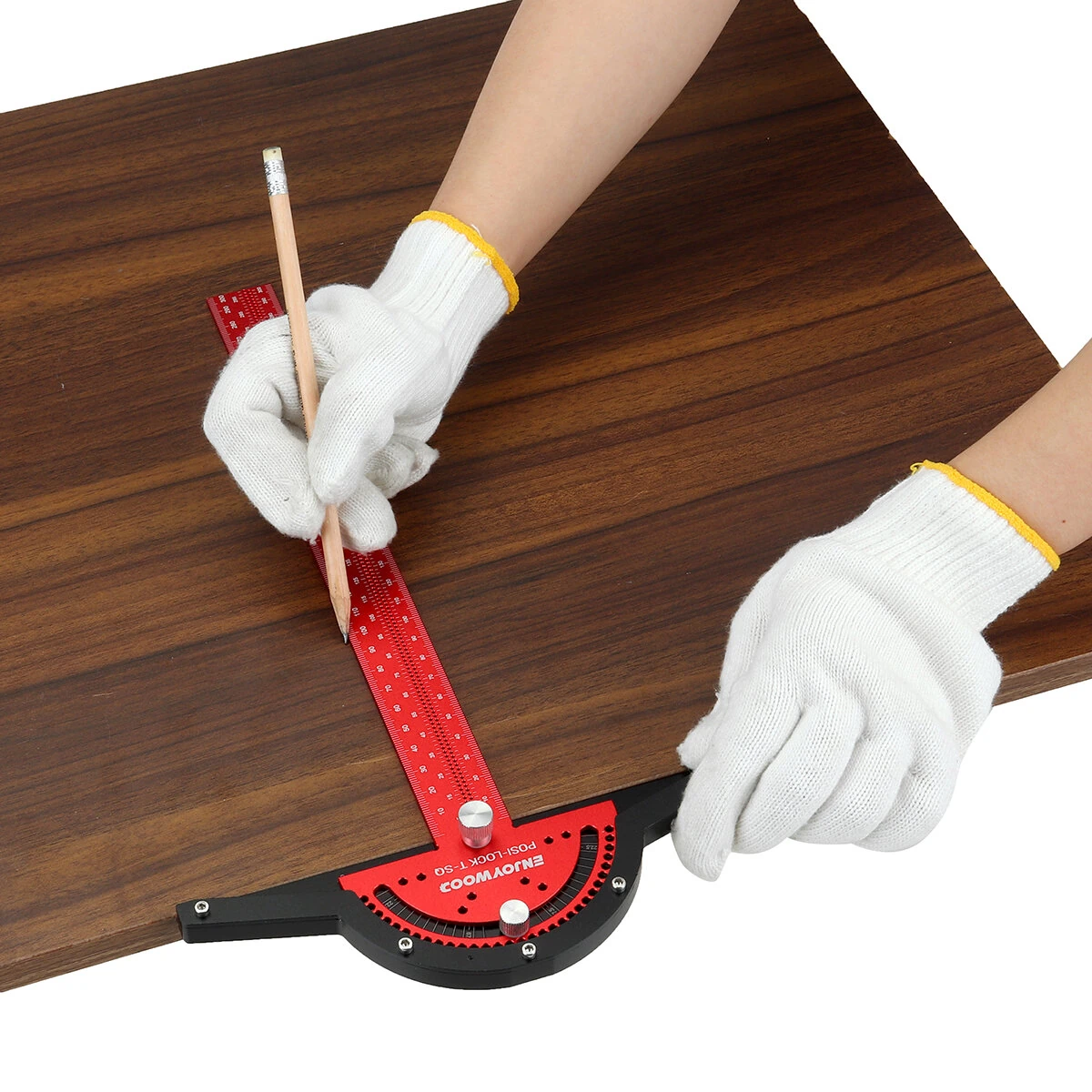 ENJOYWOOD 300mm Aluminum Alloy T-Square Ruler | Posi Lock Angle Measure & Scriber - Image 3