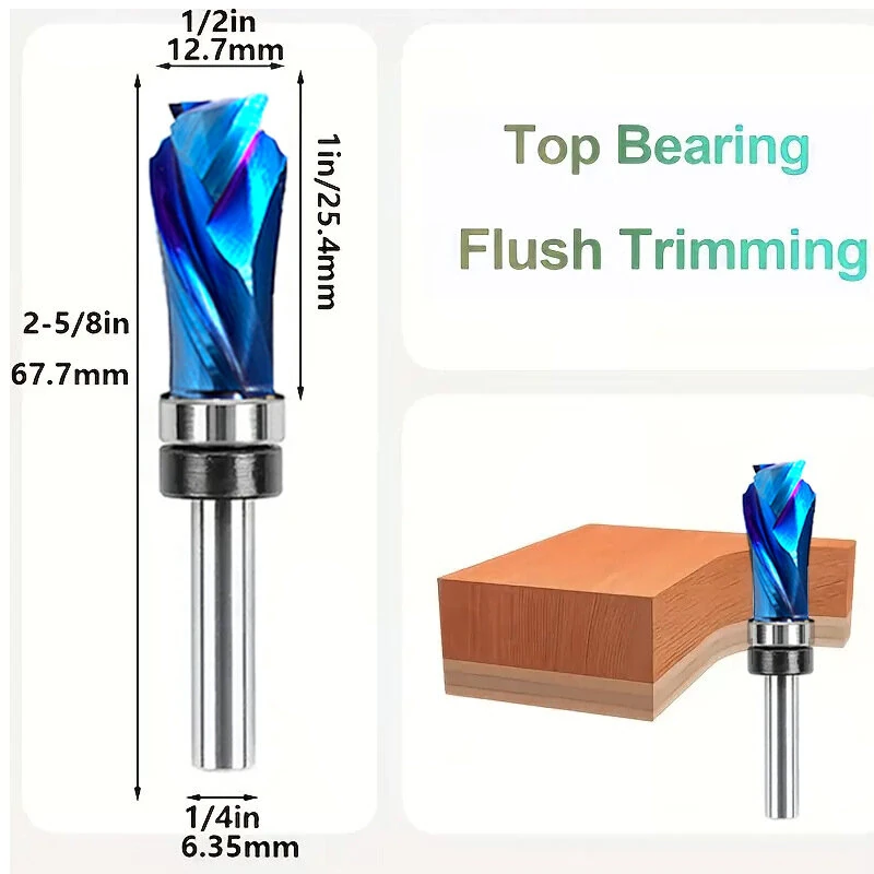 Whiteside Router Bits 1/4-Inch Shank Flush Trim Bit | 1/2-Inch Cutting Diameter Top Bearing for Woodworking - Image 2