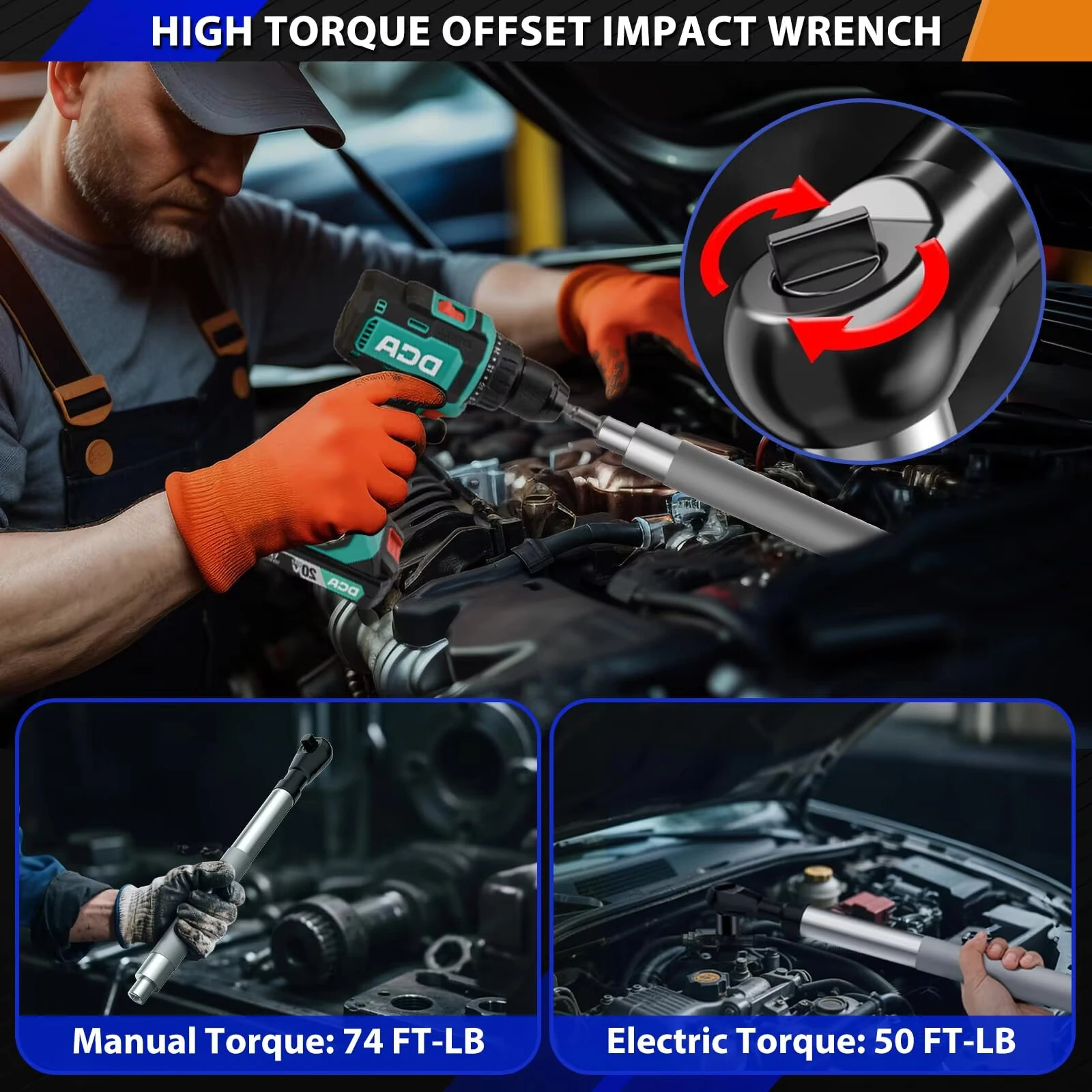 Rafford 1/2 Inch Heavy Duty Extension Wrench | 17 Inch Alloy Steel with 5 Adapters for Tight Spaces - Image 3