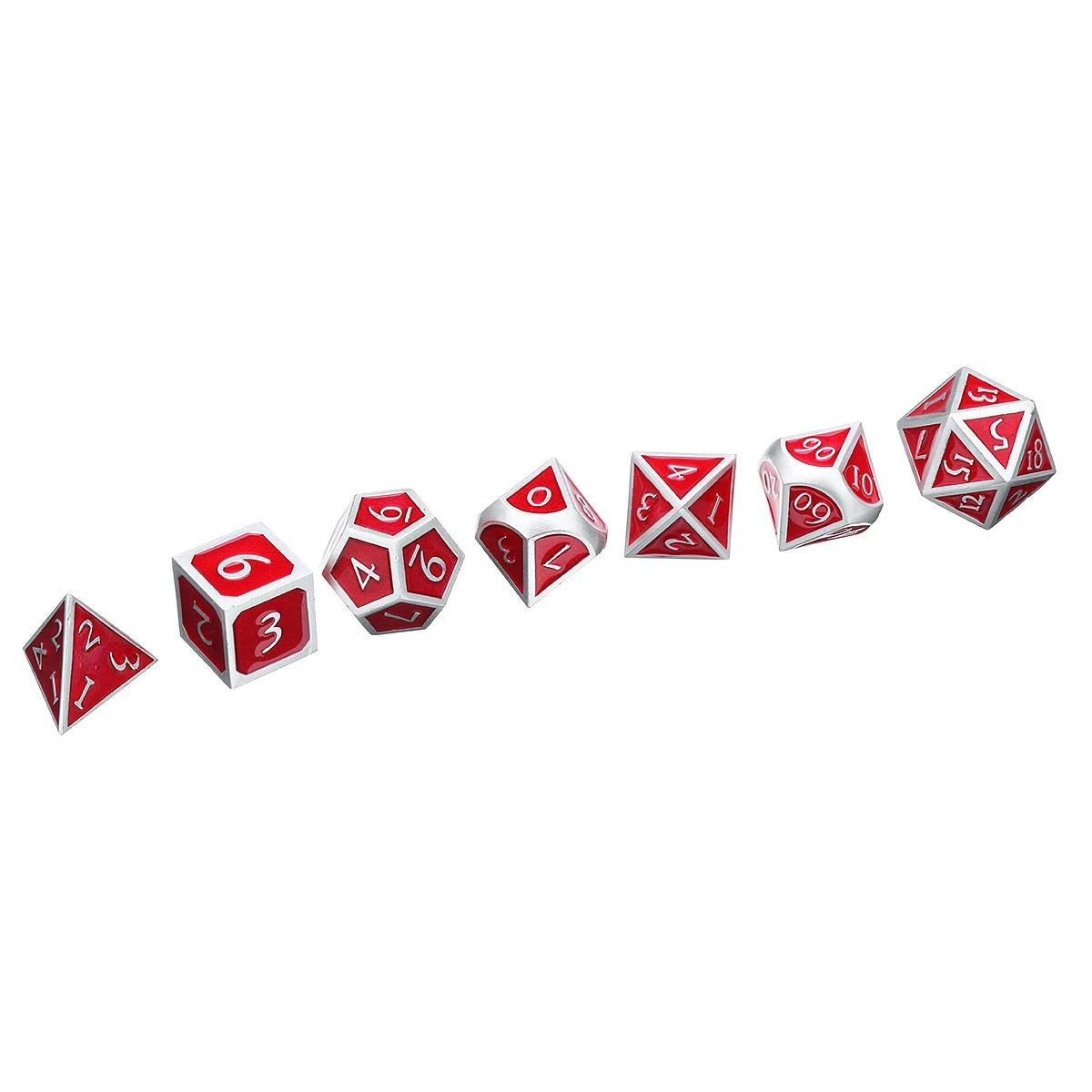 Red Antique Metal Polyhedral Dice Set - 7 RPG Dice with Bag | EDC Gadgets - Image 2