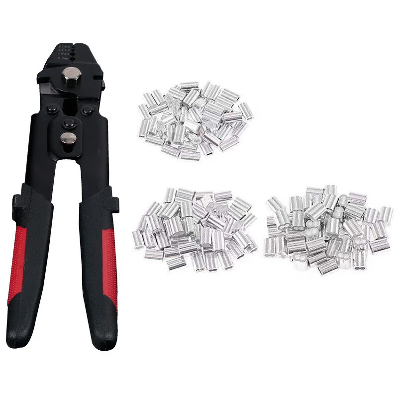 Wire Rope Crimping Tool & Swager Kit | 180Pcs Ferrules | 1.2-2mm Sleeves - Image 2