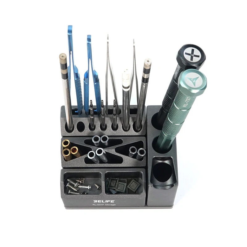 RELIFE RL-001F Aluminum Alloy Tool Organizer | Phone Repair Storage Box for Tweezers & Screwdrivers - Image 2