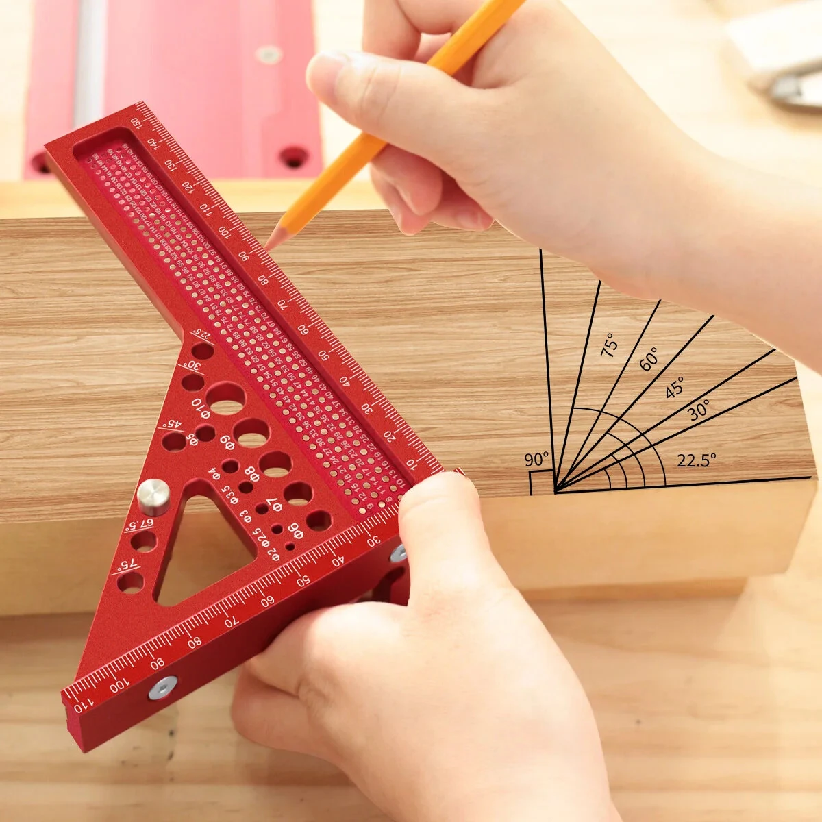 JIGHOLE 3D Multi-Angle Measuring Ruler | Metric Carpenter Woodworking Layout Tool - Image 2