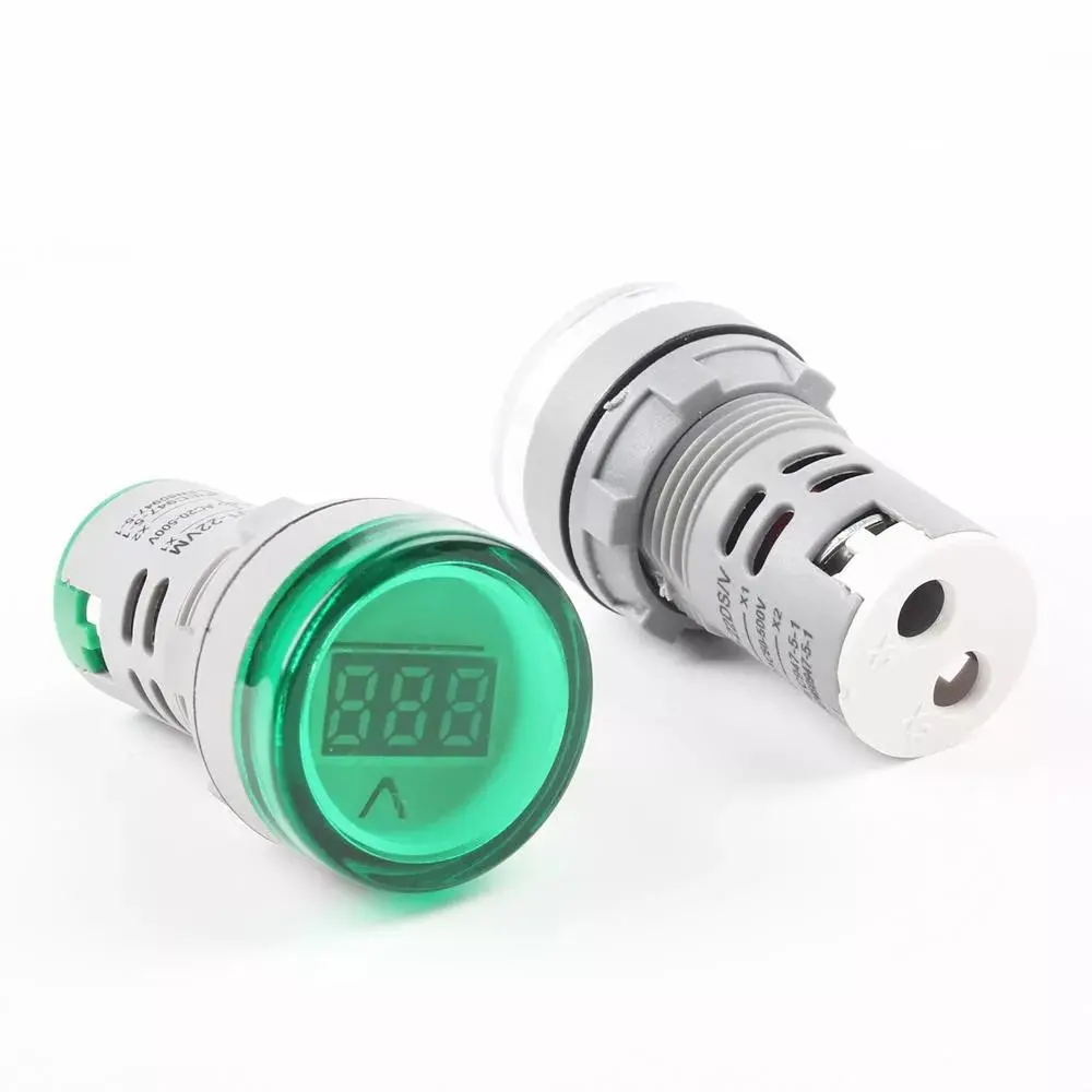 3Pcs AD16-22DSV Mini AC Voltmeter | 22MM 110V/220V LED Indicator Light - Green - Image 3