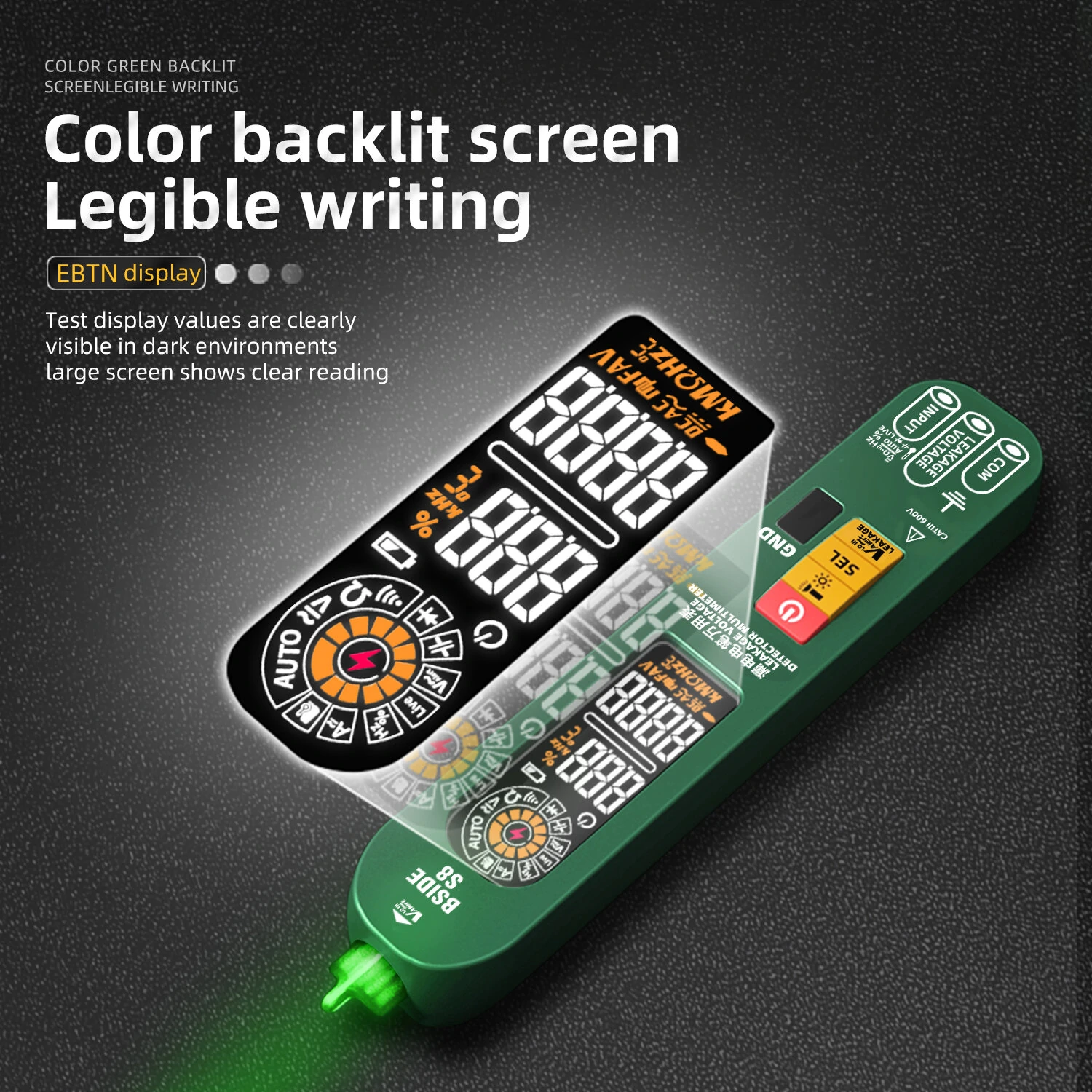BSIDE S8 Multimeter - High Precision DC/AC Voltage Tester | Capacitance, Temperature, Flashlight - Image 3
