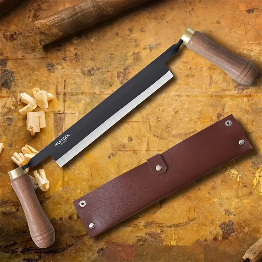 RUITOOL Draw Knife - High Carbon Steel Blade & Wooden Handle | Woodworking Debarking Tool for Logs & Fence Posts - Image 4