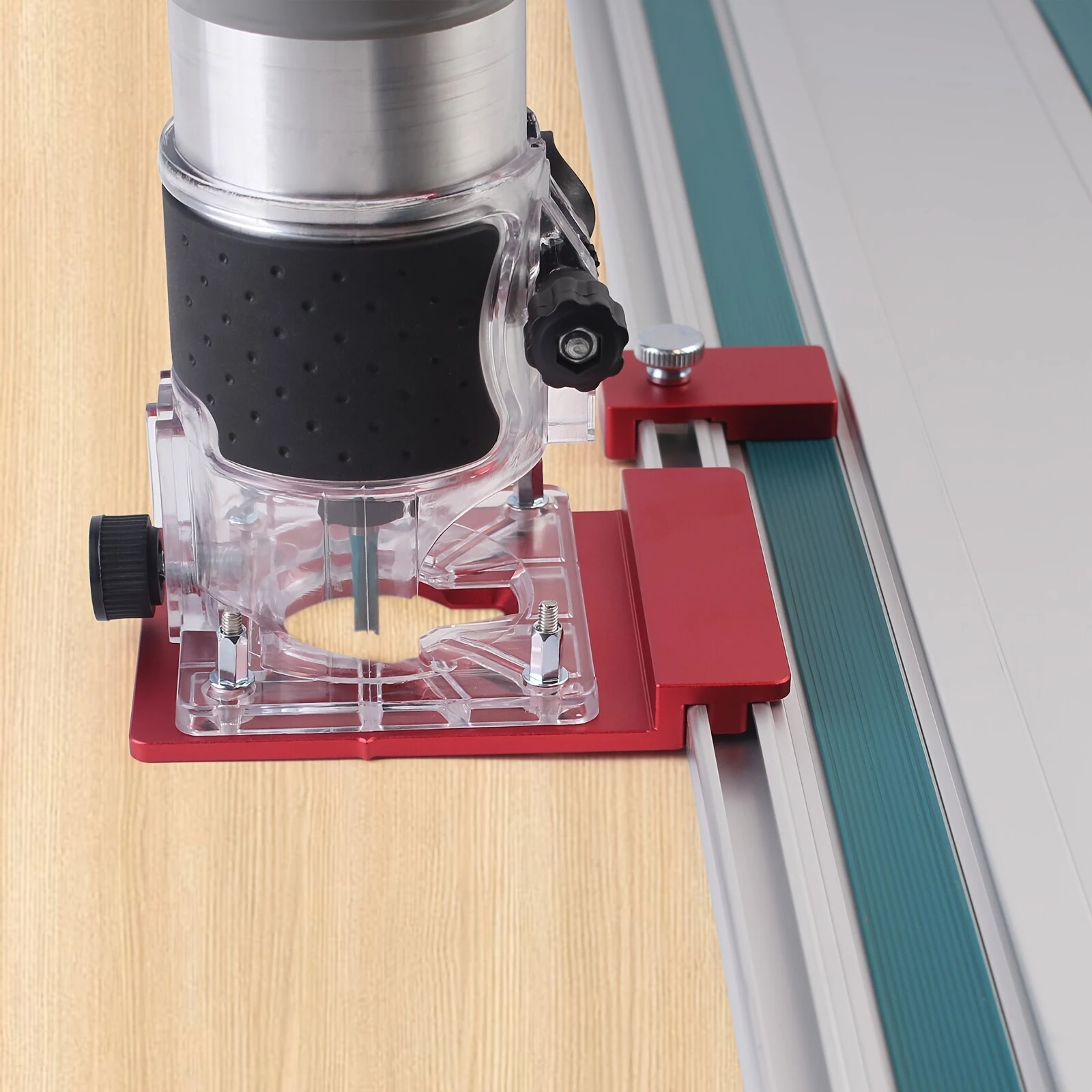 Aluminum Router Guide Rail Adapter | Straight Line Milling Groove Tool with Limiter - Image 2
