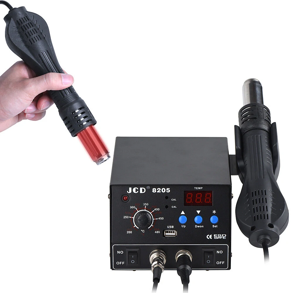 JCD 8205 3-in-1 Soldering Station | 800W Hot Air Gun & Iron | LED Digital Display - Image 2