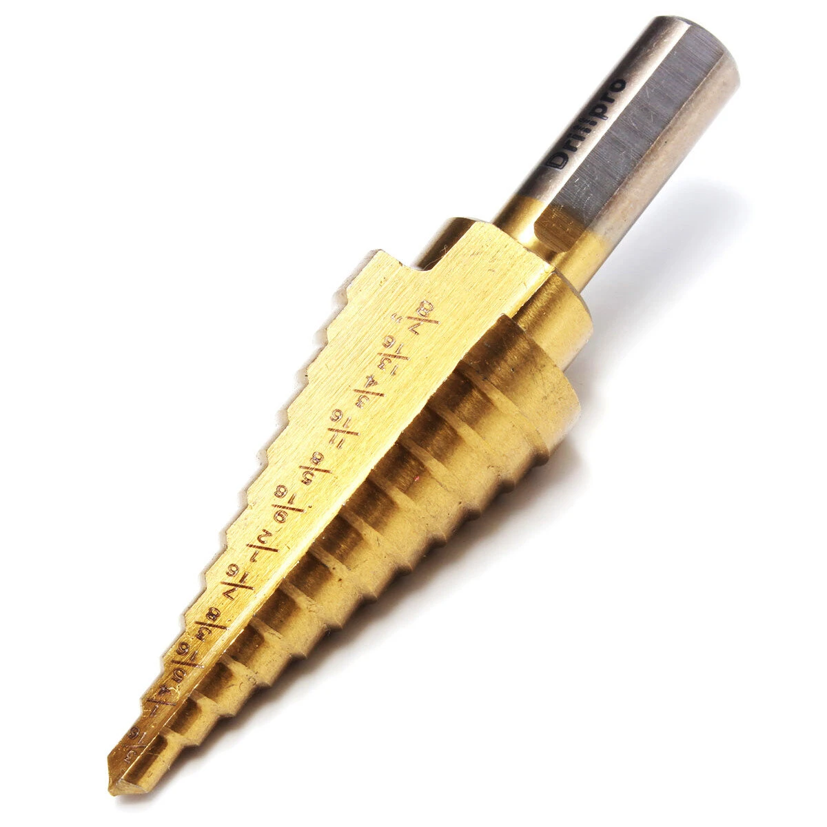 Drillpro DB-S4 HSS Titanium Pagoda Drill Bit - 1/4&3/8&1/2 Round Shank, Ladder Drill - Image 4