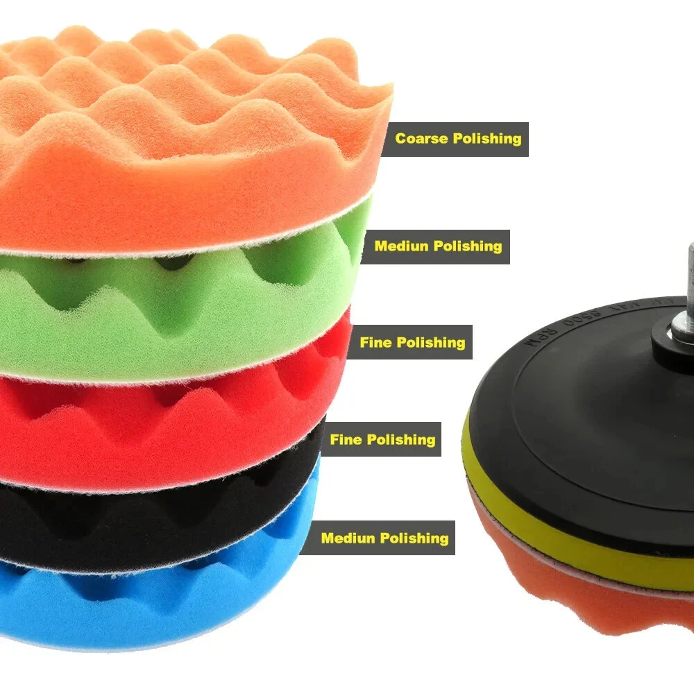 8pcs Car Polishing Pad Set - 3/5/7 Inch Buffing Kit with Drill Adapter for Waxing & Shining - Image 3