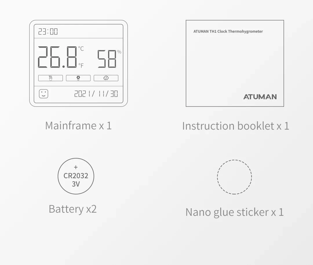 Xiaomi DUKA TH1 Digital Thermometer Hygrometer - 2-Pack LCD Indoor Weather Station - Image 5