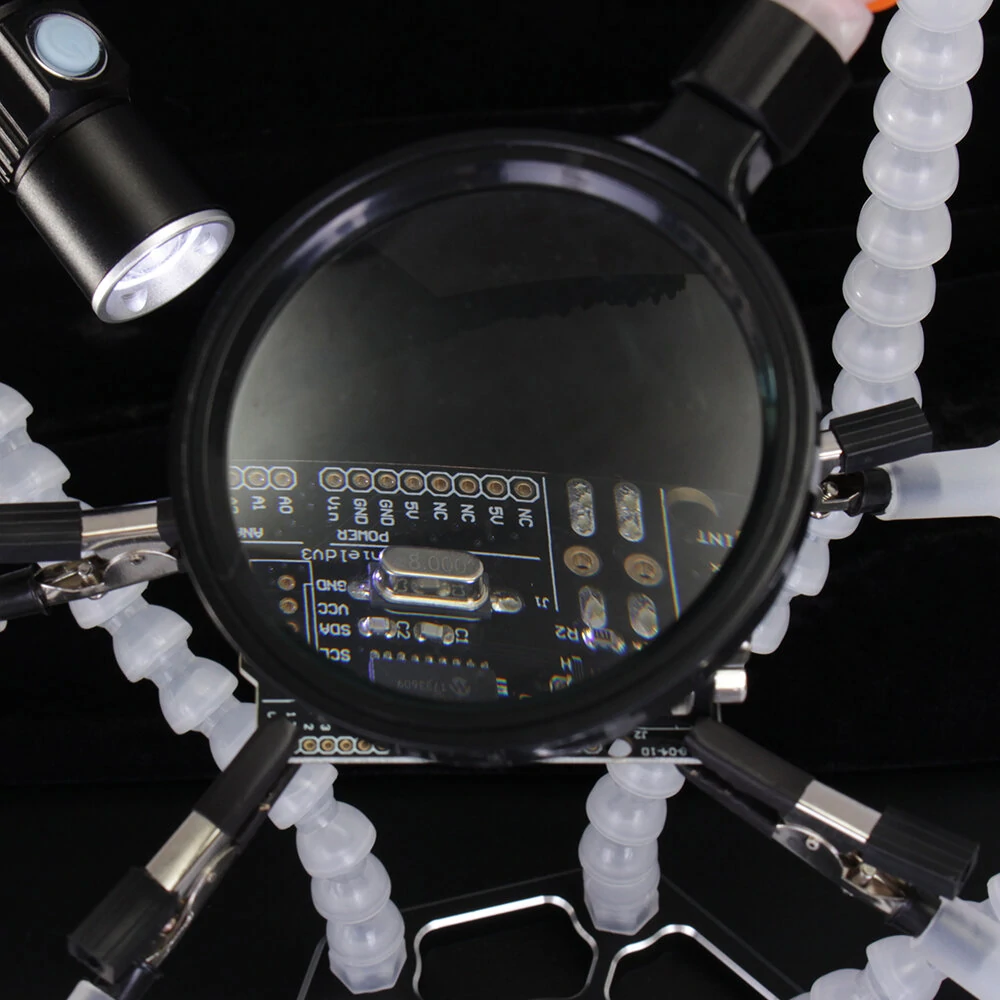 NEWACALOX 6 Flexible Arm Soldering Vise | Helping Hands with Magnifying Glass & LED Light - Image 5
