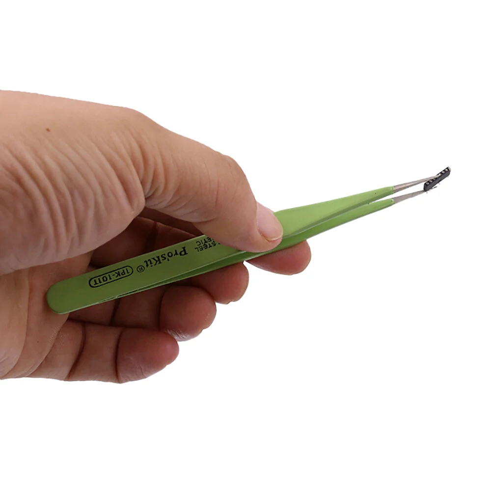 1PK-101T Anti-Static Insulated Tweezers - 120mm Straight Round Tip for Soldering - Image 2