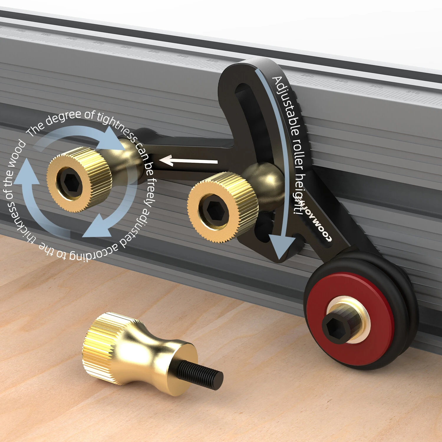 ENJOYWOOD One Way Bearing Roller Feeder - Clear Cut Precision Stock Guide for Table Saw & Router Table - Image 3