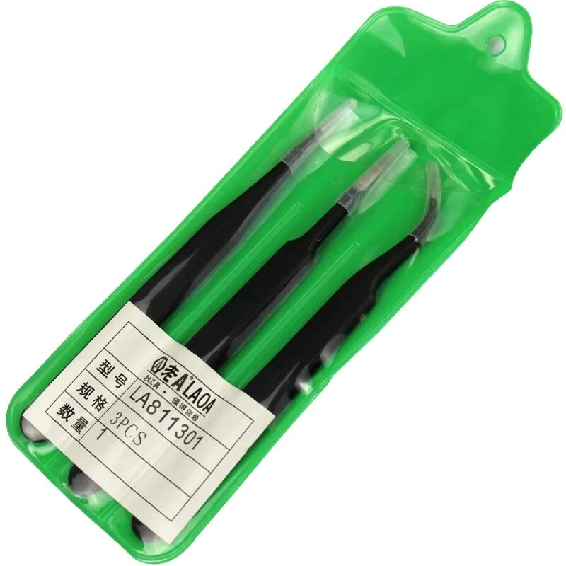LAOA 3 in 1 Stainless Steel Tweezers Set | Point, Curved & Precision Soldering Tools - Image 4