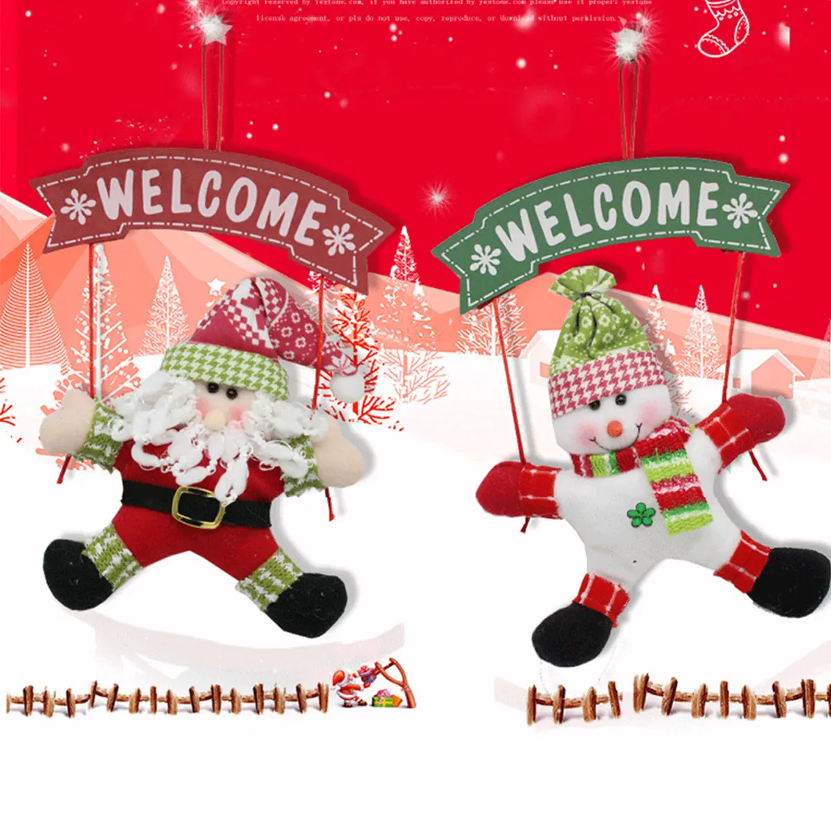 Santa Claus Snowman Christmas Door Hanging Ornament - Xmas Tree Home Decoration Gift - Image 2