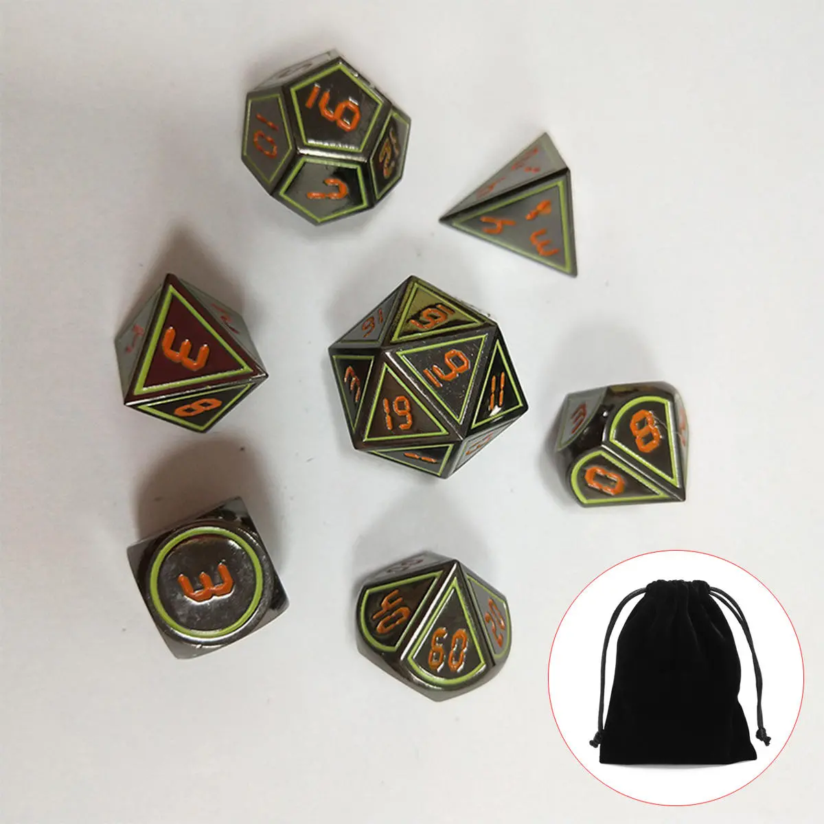 Antique Metal Polyhedral Dice Set - 7Pcs for DND RPG MTG Role Playing Game - Image 2