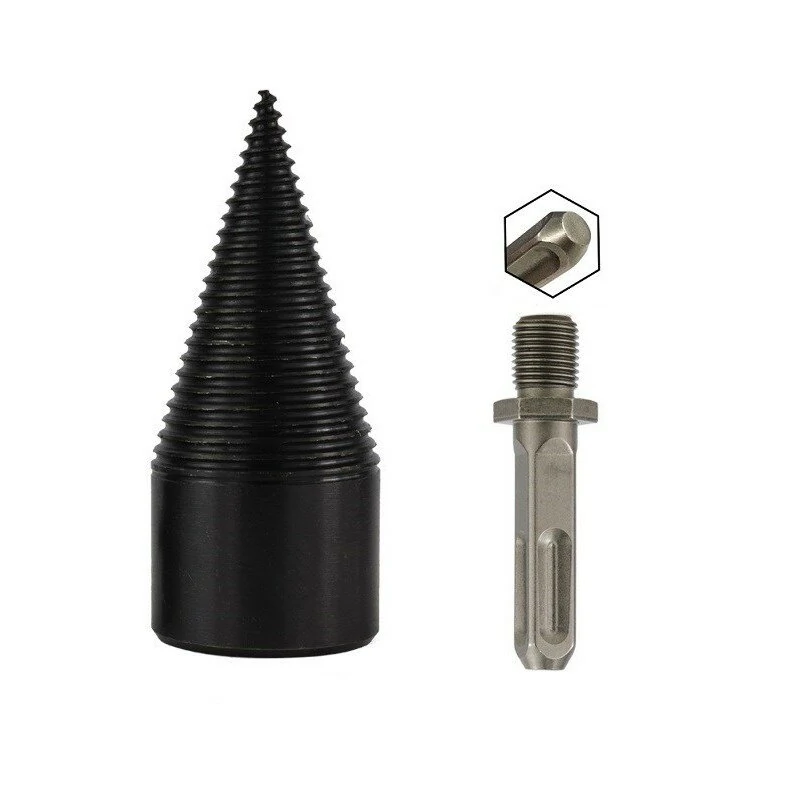 Wood Splitter Firewood Drill Bit - 42mm Heavy Duty Electric Splitting Drill | Hex Shank & Removable Cone - Image 3
