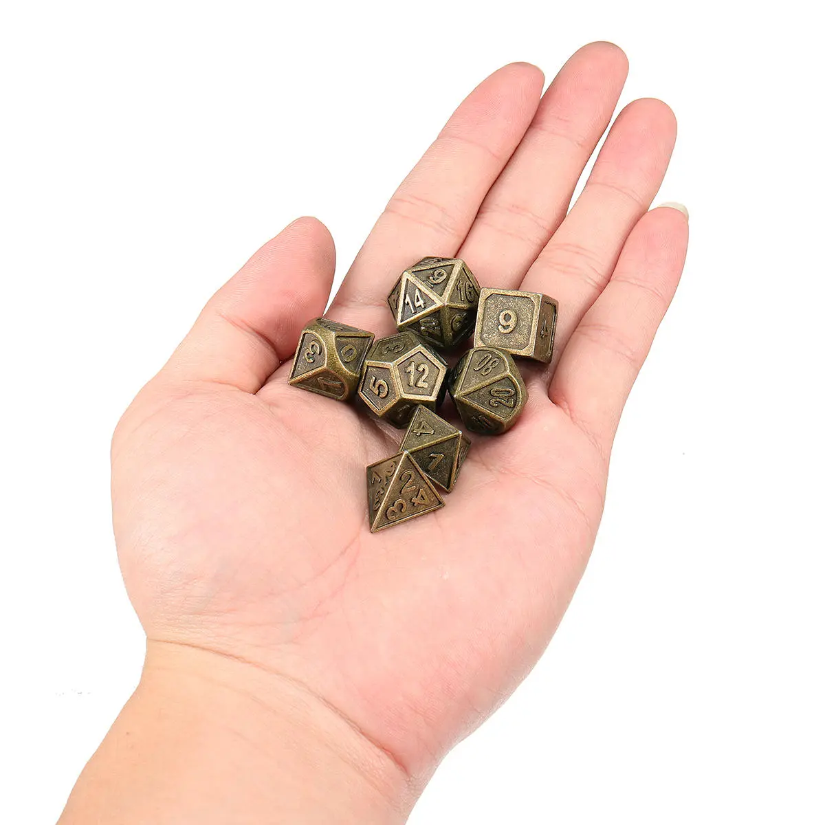7pcs Embossed Metal RPG Multisided Dices Set - 7 Sides - EDC Gadget | Heavy Duty Bag - Image 5