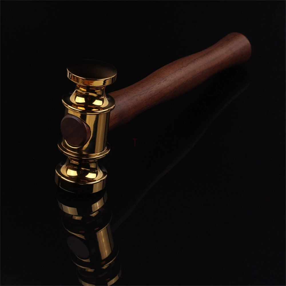 Brass Commencement Hammer - Solid Mirror Polished - Wooden Handle Leather Craft Tool - Image 2