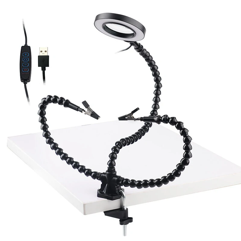 Desk Clip Magnifier with LED Light | 3X Magnifier & Flexible Arm | Soldering Third Hand Tool - Image 4