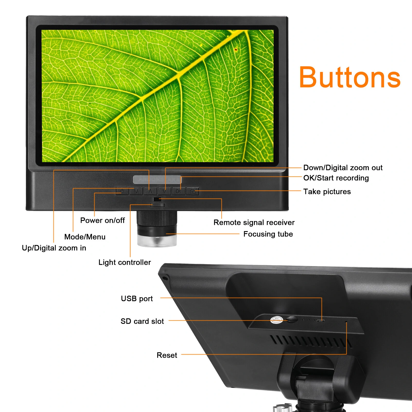 ANDONSTAR 10 Inch Digital Microscope | 1080P LCD Display, 4X Zoom, LED Light - Image 4