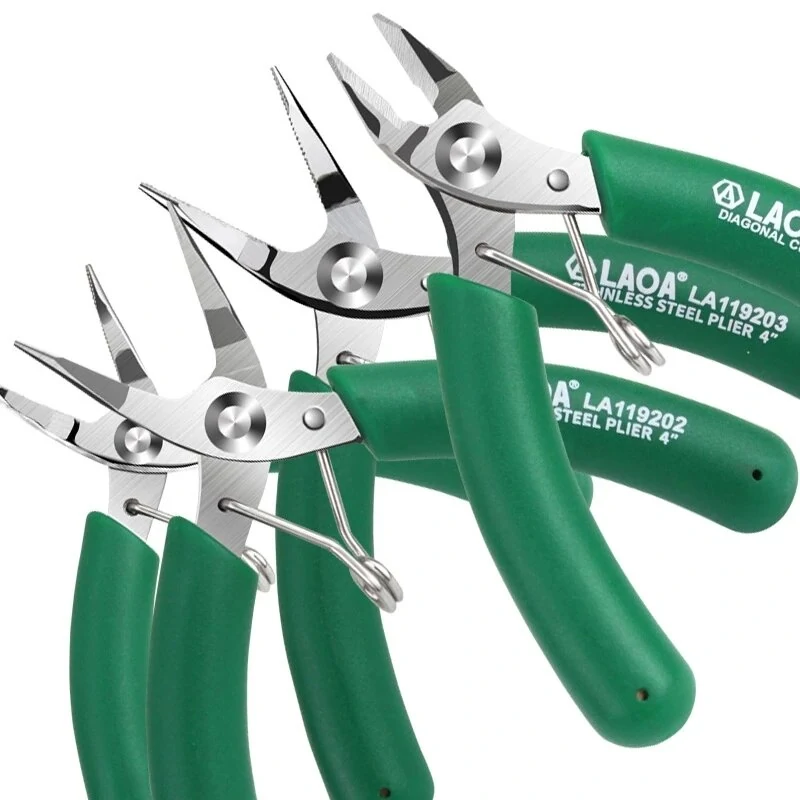 LAOA Mini Electronic Scissors - Stainless Steel Long Nose & Diagonal Pliers Wire Cutters - Image 2