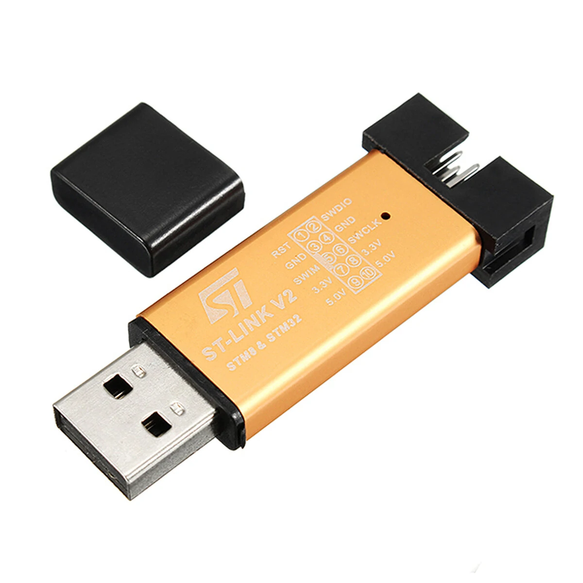 Geekcreit ST-LINK V2 STM8 STM32 Programmer Debugger | 3.3V/5V 500MA | Aluminum Shell - Image 2