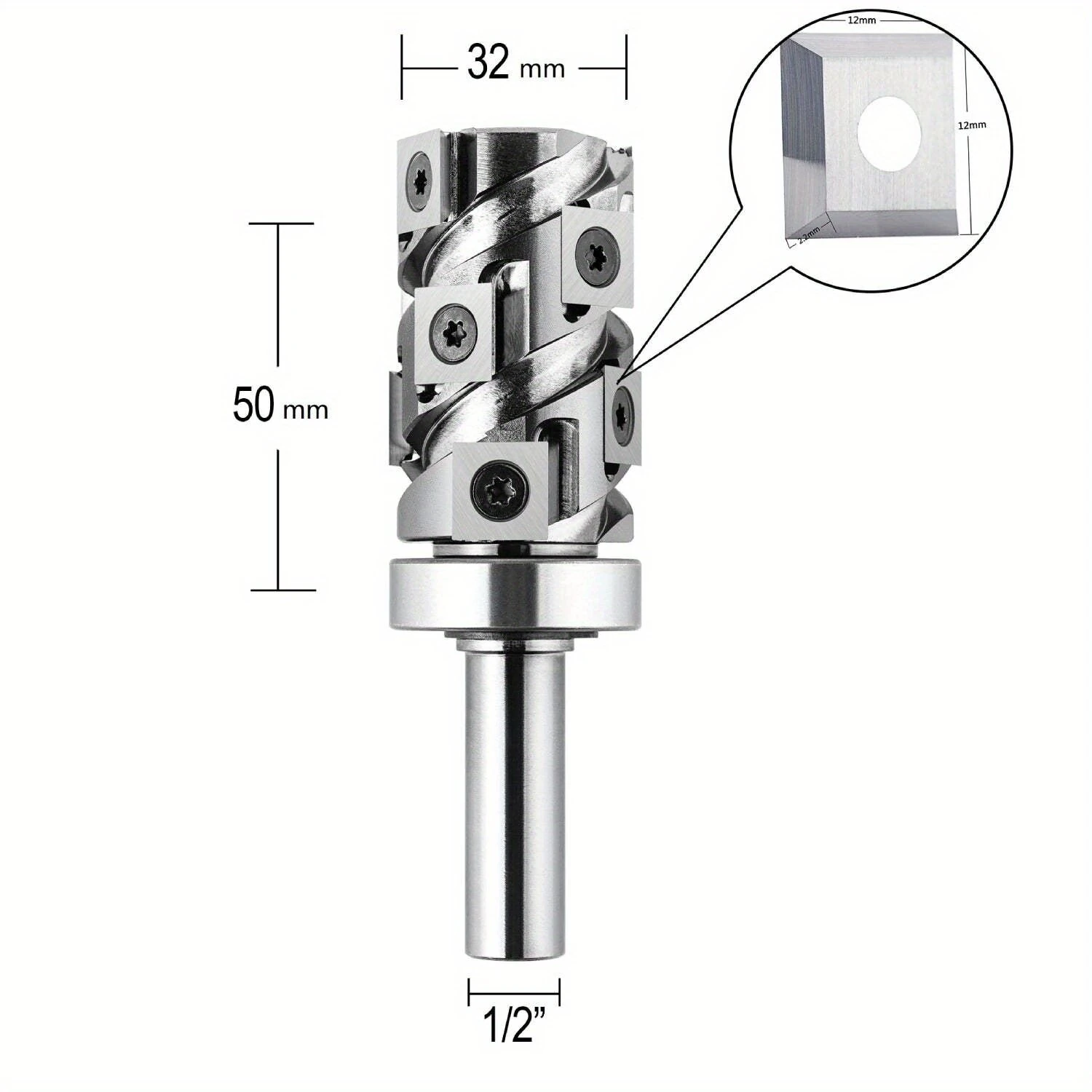 Carbide Insert Flush Trim Router Bit | 1/2 Shank 32mm Dia 50mm Cut - Image 3