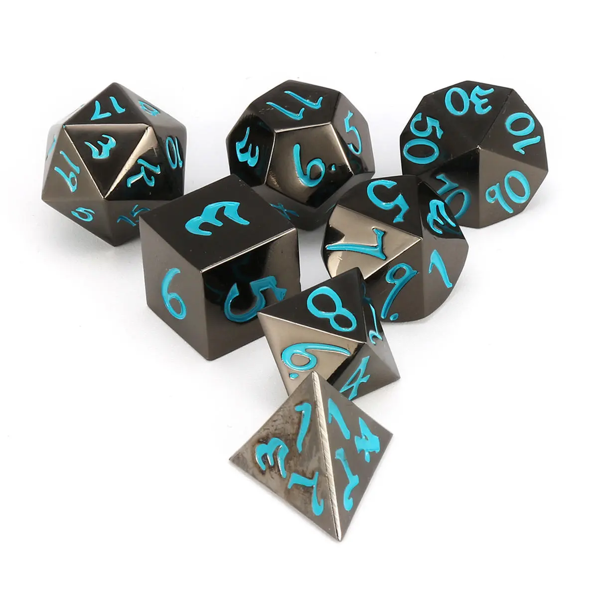 7Pcs Antique Metal Polyhedral Dice Set | RPG D&D Role Playing Game Dice with Bag - Image 3